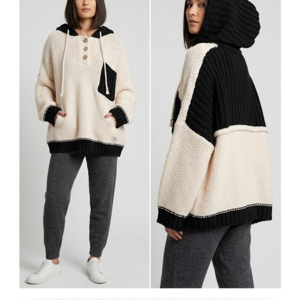 NWOT POL "A New Leaf" Colorblock Knit Hoodie Size Large